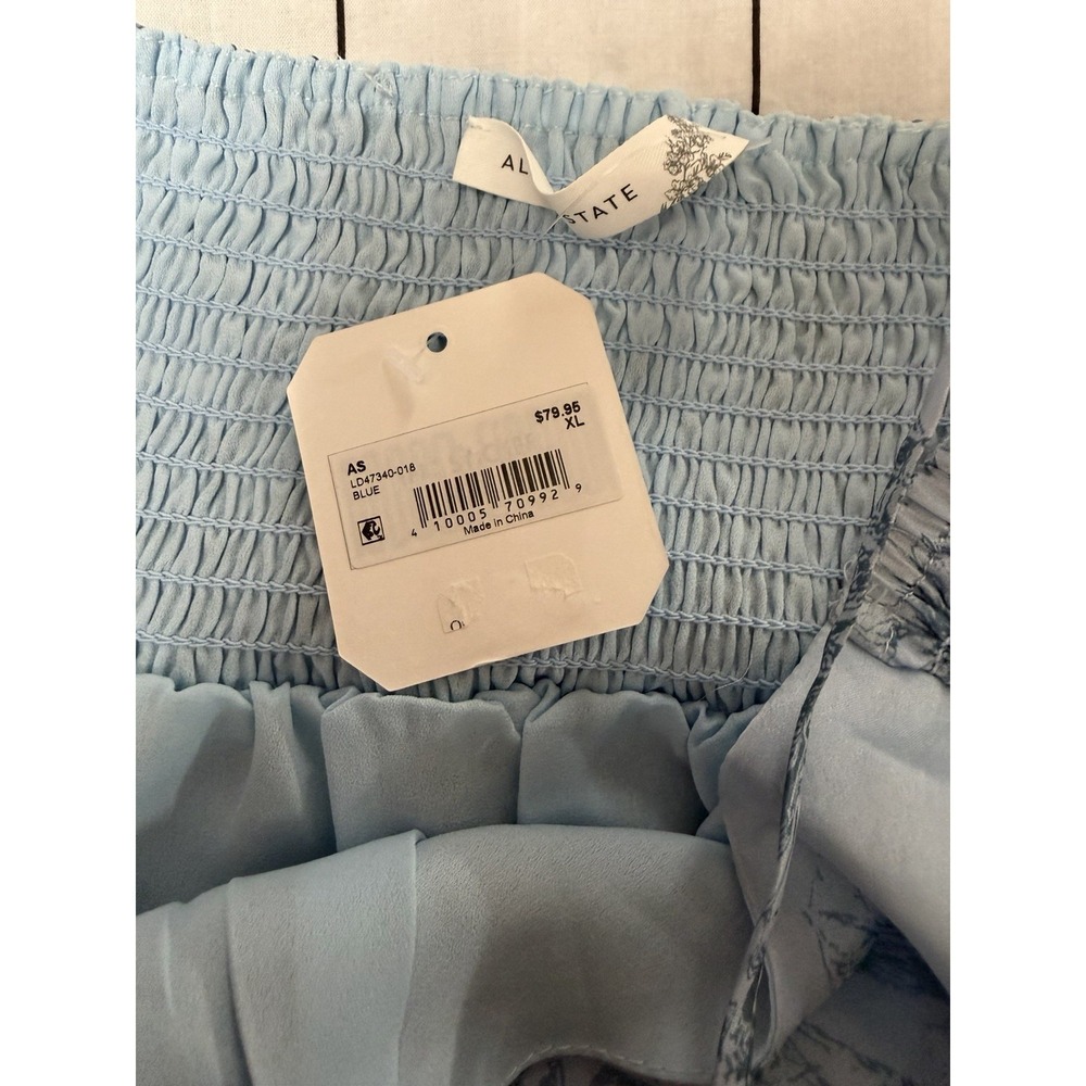 Altar'd State Floral Satin Tiered Sundress Dress Women's XL Light Blue Lined NWT - Picture 3 of 8